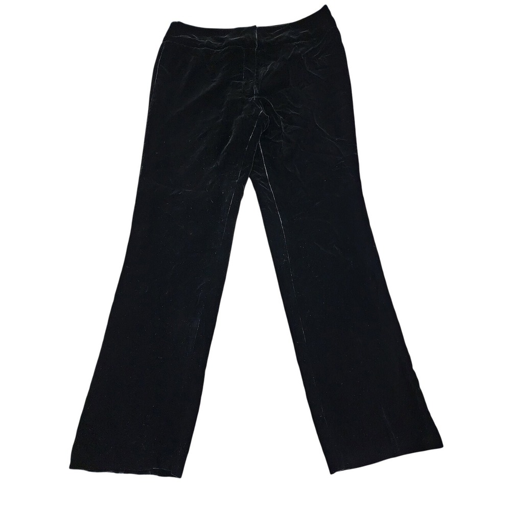 INC Silk Blend Velvet Pants Trousers Straight Leg 12 Black Flat Front Party
